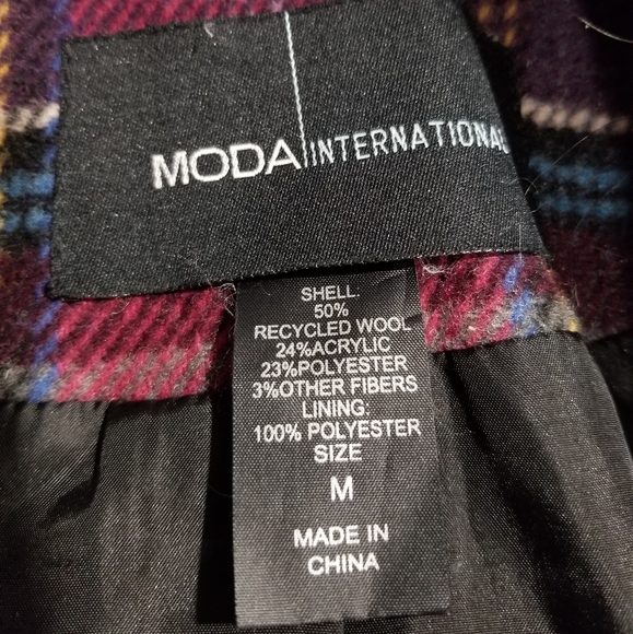 🧥MODA INTERNATIONAL WOOL BLEND PLAID COAT - Picture 7 of 10